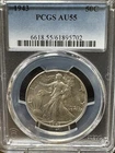 1943 P Walking Liberty Silver Half Dollar PCGS AU55 Original Coin 50c Silver