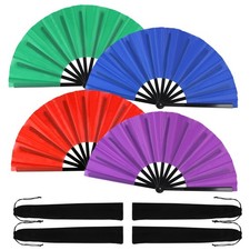 4 Pack Large Folding Hand Fan for Line Dance, Men/Women Rave Hand Fan, Clack ...