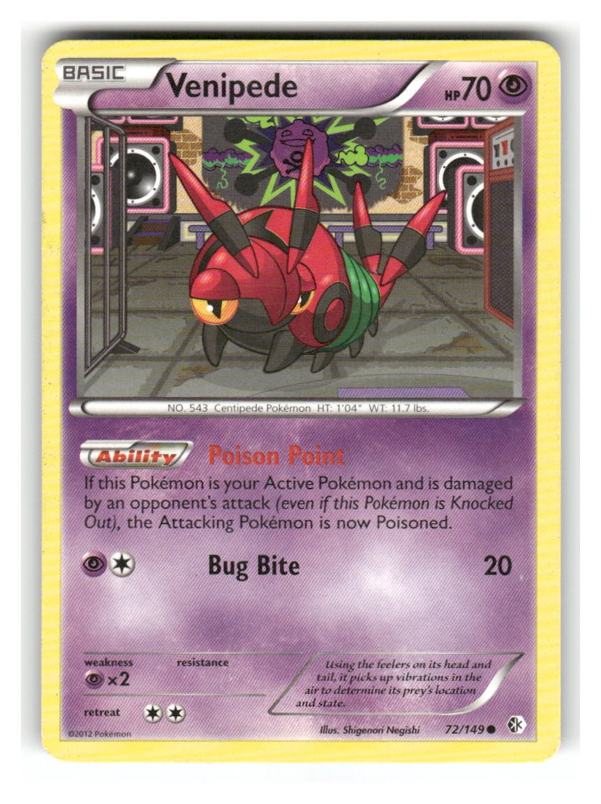Venipede 72/149 Common Boundaries Crossed Pokemon Moderately Played