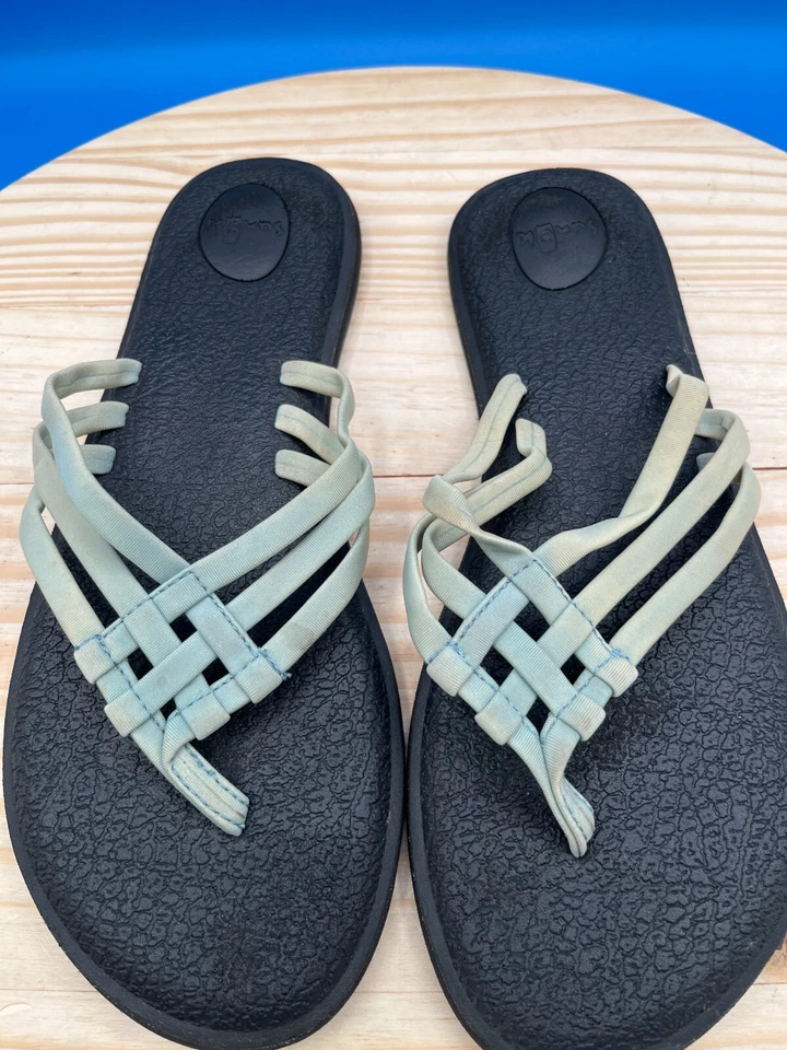 Sandalias Sanuk Yoga Salty Chanclas Para Mujer Talla 8 Verde Ligeras con Tiras Foto 4 de 4