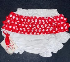New Mud Pie Baby Girls 0-6 Mo White Bloomers Red Polka Dot Ruffles Diaper Cover