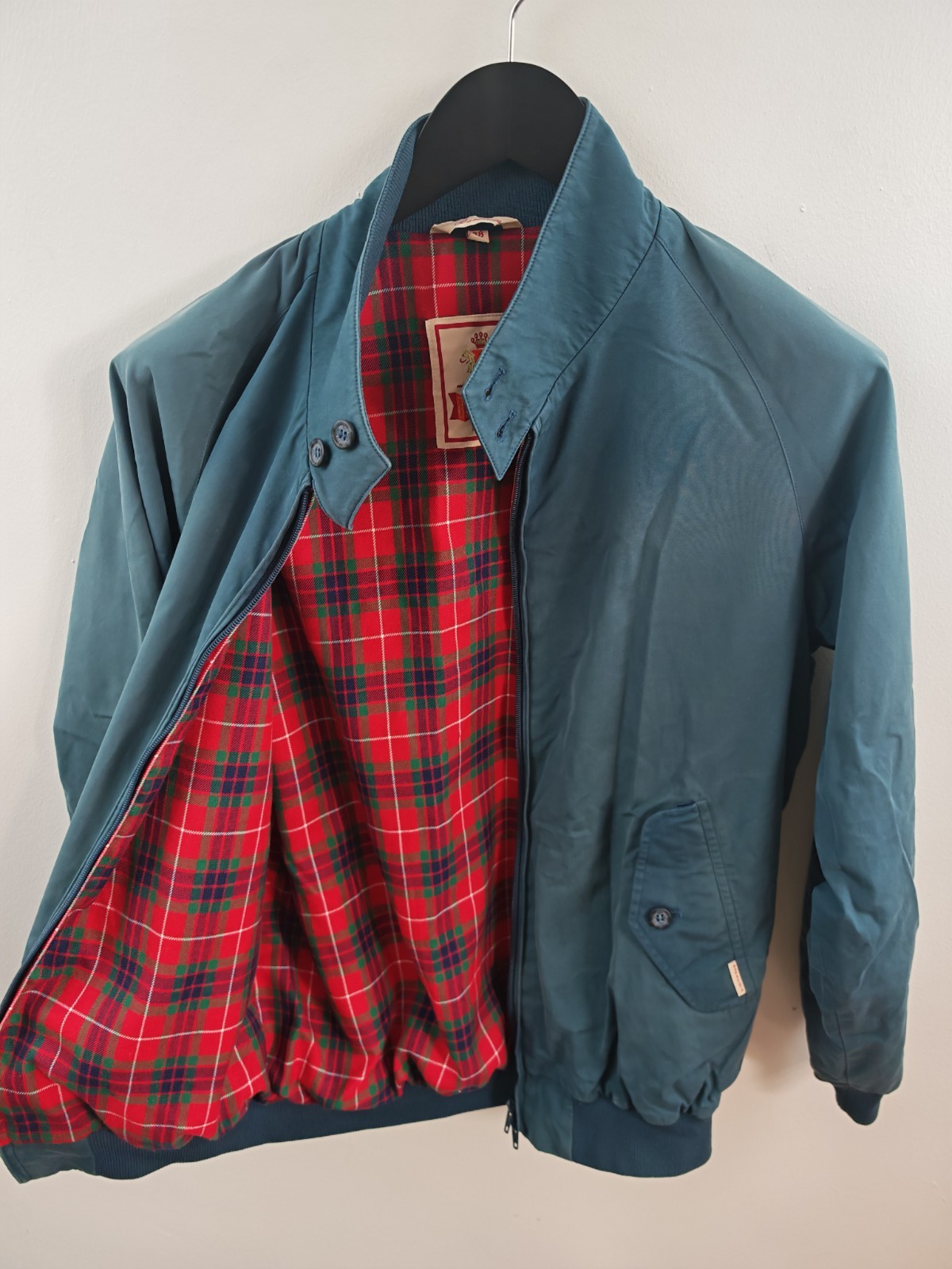 Baracuta G9 Harrington Jacket Mens Size 38 Faded Blue Green Made In England image 5