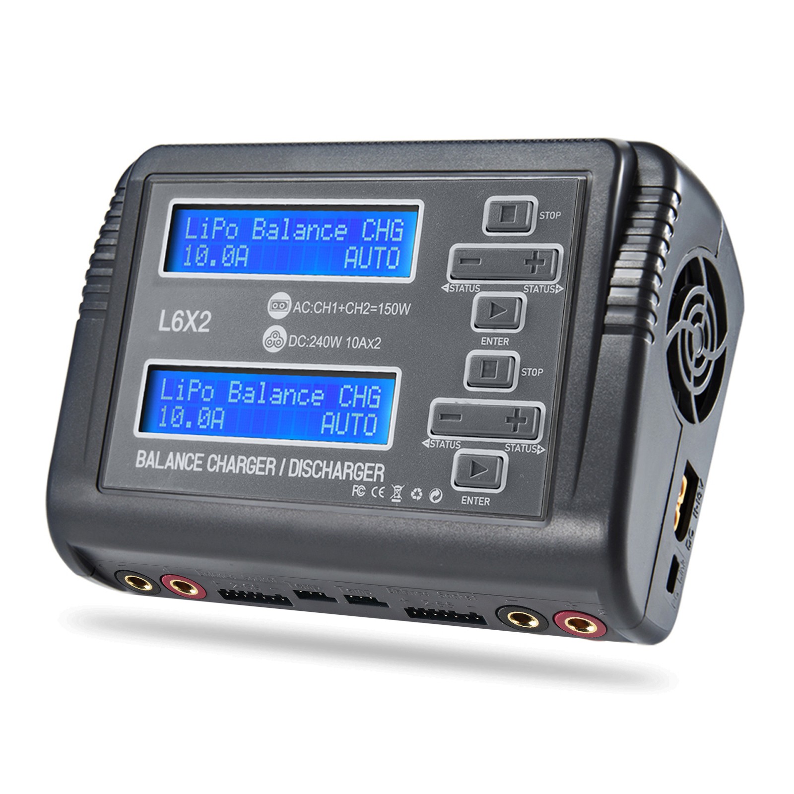 Dual lipo Battery Charger, 1S-6S RC Car Battery Charger 240W 10A Balance Charger