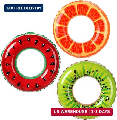 Inflatable Pool Floats, Fruit Swimming Rings Pool Floaties for Adults Kids Swim