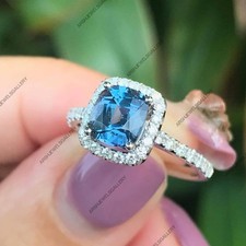 Blue Spinel Ring Vintage 925 Sterling Silver Blue Cobalt Spinel Ring for her