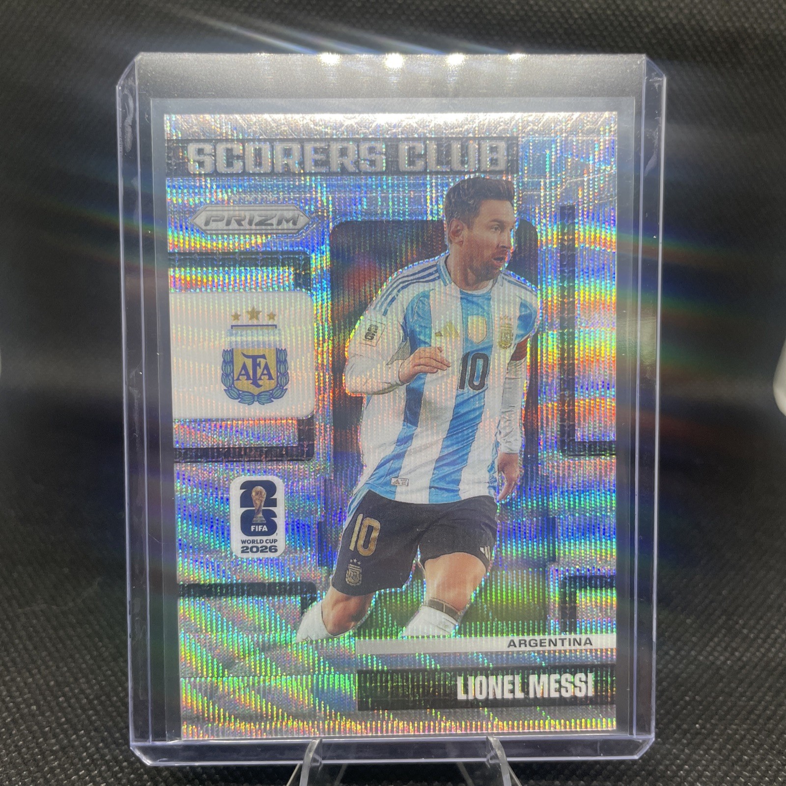 2026 Panini Prizm FIFA World Cup Scorers Club Wave Prizm Insert Lionel Messi #15