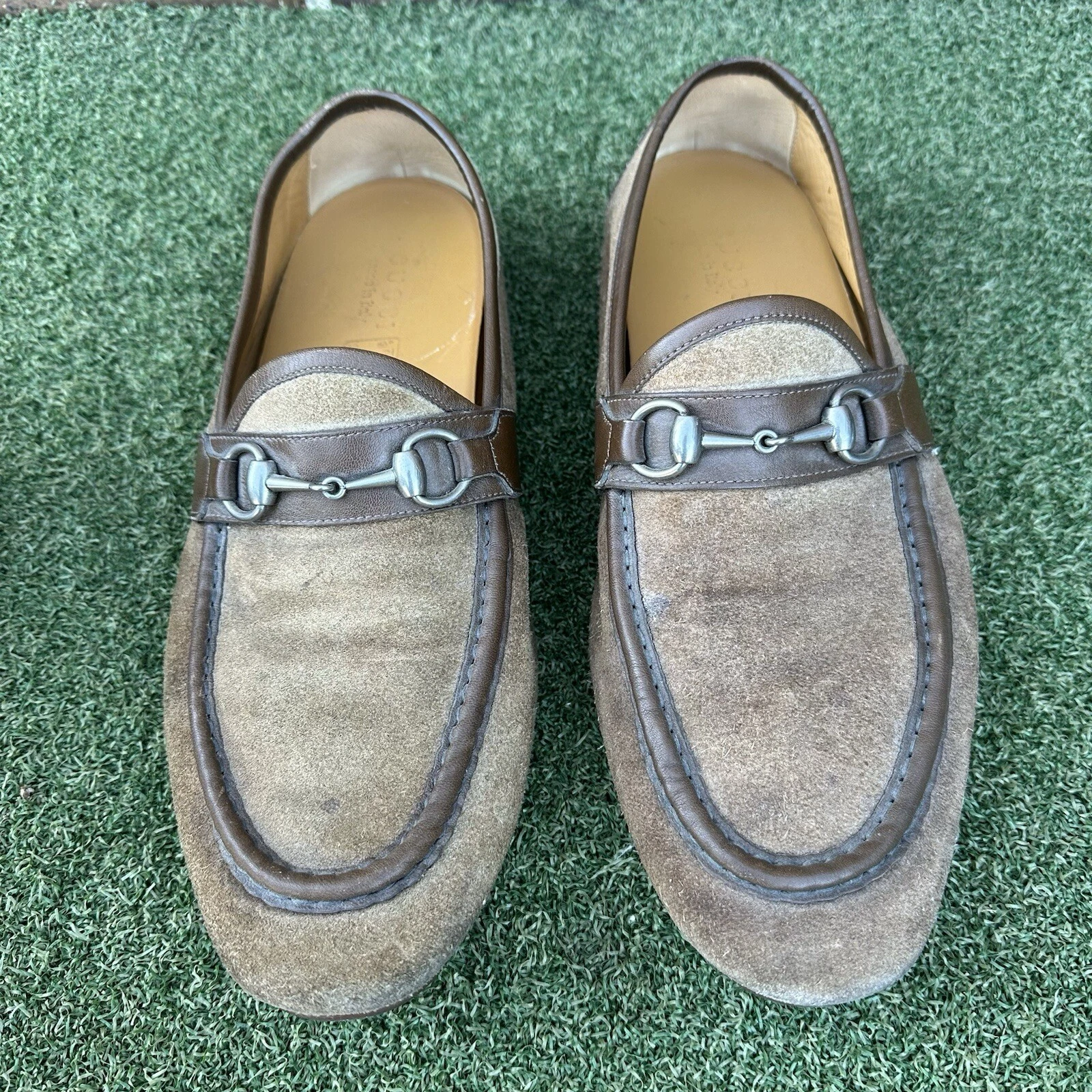 Mocassins homme GUCCI Moca Pelle Gomma daim cacao foncé 11 Horsebit marron