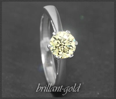 Diamant Ring, 585 Weißgold mit 0,90ct fancy yellow gelb Brillant, Damen Solitär! - Bild 1 von 4