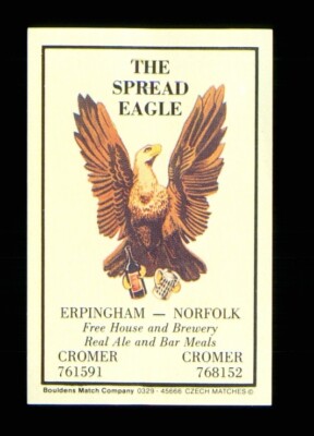Matchbox Label Pub The Spread Eagle Erpingham Norfolk MS338