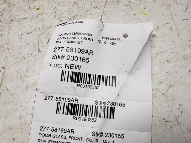 1990-1996 Mazda MX-5 Miata пассажирская передняя дверь стекло сквозное 1/96 OEM NA0158510 - Изображение 4 из 4