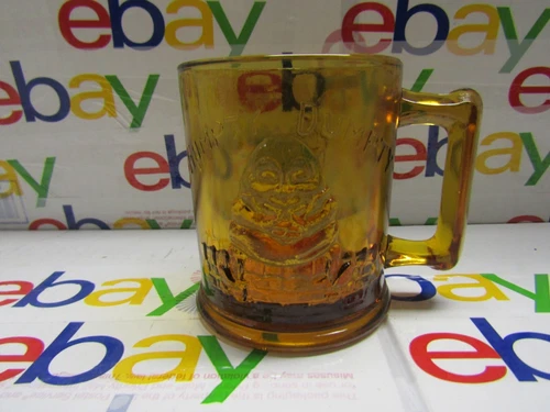 Vintage Humpty Dumpty Tom the Piper's Son Amber Glass mug