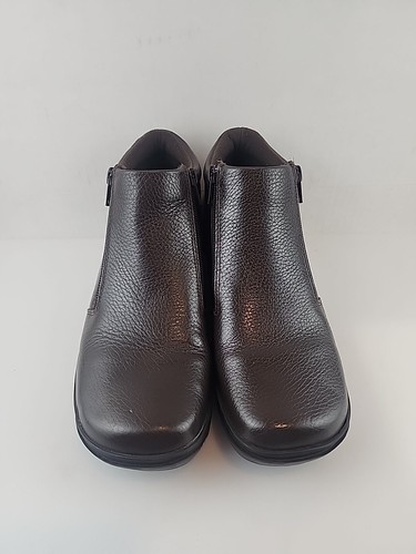 Predictions Leather Comfort Shoes Women's Brown 2-Zip-Up Low Cut Boots Sz 8.5 - Picture 3 of 8