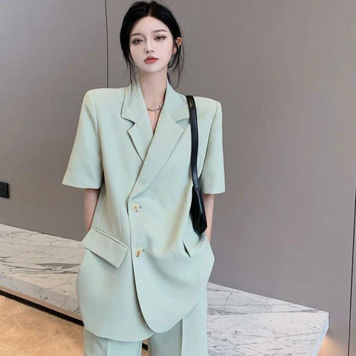 New Hot Women's Summer Suit Fashion Loose Thin Blazer Shorts Two-piece Set - Picture 27 of 28