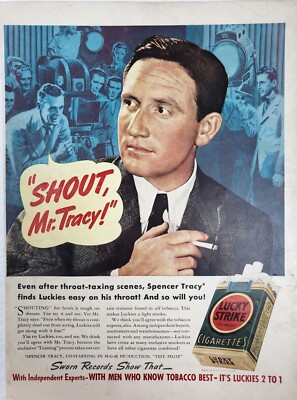 Spencer Tracy Lucky Strike Vintage 1938 Cigarette Magazine Ad Art Print Luckies