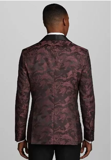 Egara Slim Fit Red Wine Brushed Dinner Jacket 40R