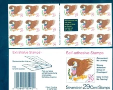 US 2597a Eagle and Shield, Red denomination, booklet/17, MNH, Not Folded