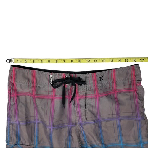 Hurley Puerto Rico Blend Boardshort Mens Sz 33 Swimsuit Graphite Gray Plaid - Picture 4 of 10