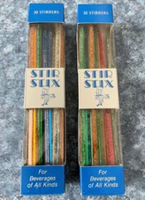 2 Pkgs of 30 STIR STIX Drink Stirrers SWIZZLE STICKS Glitter Plastic Soodhalter