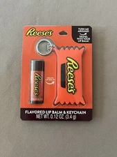 Reese’s Peanut Butter Flavored Lip Balm & Keychain~Holds Lip Balm~New In Package