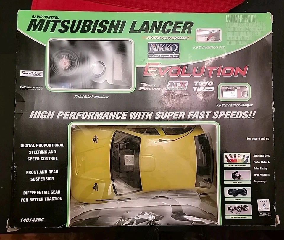 Rare NIKKO The Fast and Furious Mitsubishi Lancer Evolution RC Car - UNTESTED - Image 3 of 4