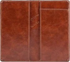 Leather Checkbook Cover Holder with Free Divider Right Handed with Middle Pen