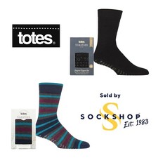 Totes Mens Originals Warm Soft Plain Anti-Slip Slipper Socks Gift Boxed 1 Pair