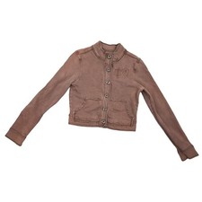 Girls Old Navy ON Brown Sweatshirt Button Down Jacket Small Mock Neck Shirt 2007
