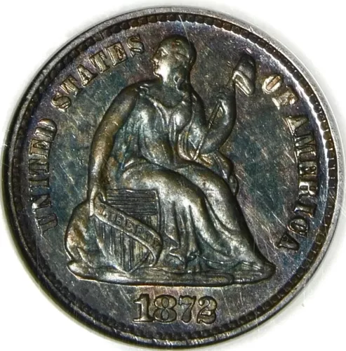 🌈🗽🌈🦅🌈😍NGC MS63 1872 SEATED LIBERTY HALF DIME 