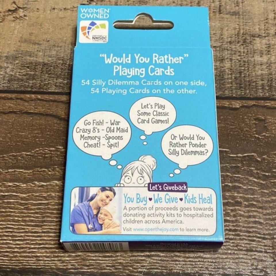 Open The Joy "Would You Rather" Playing Cards 54+ Silly Dilemmas | eBay