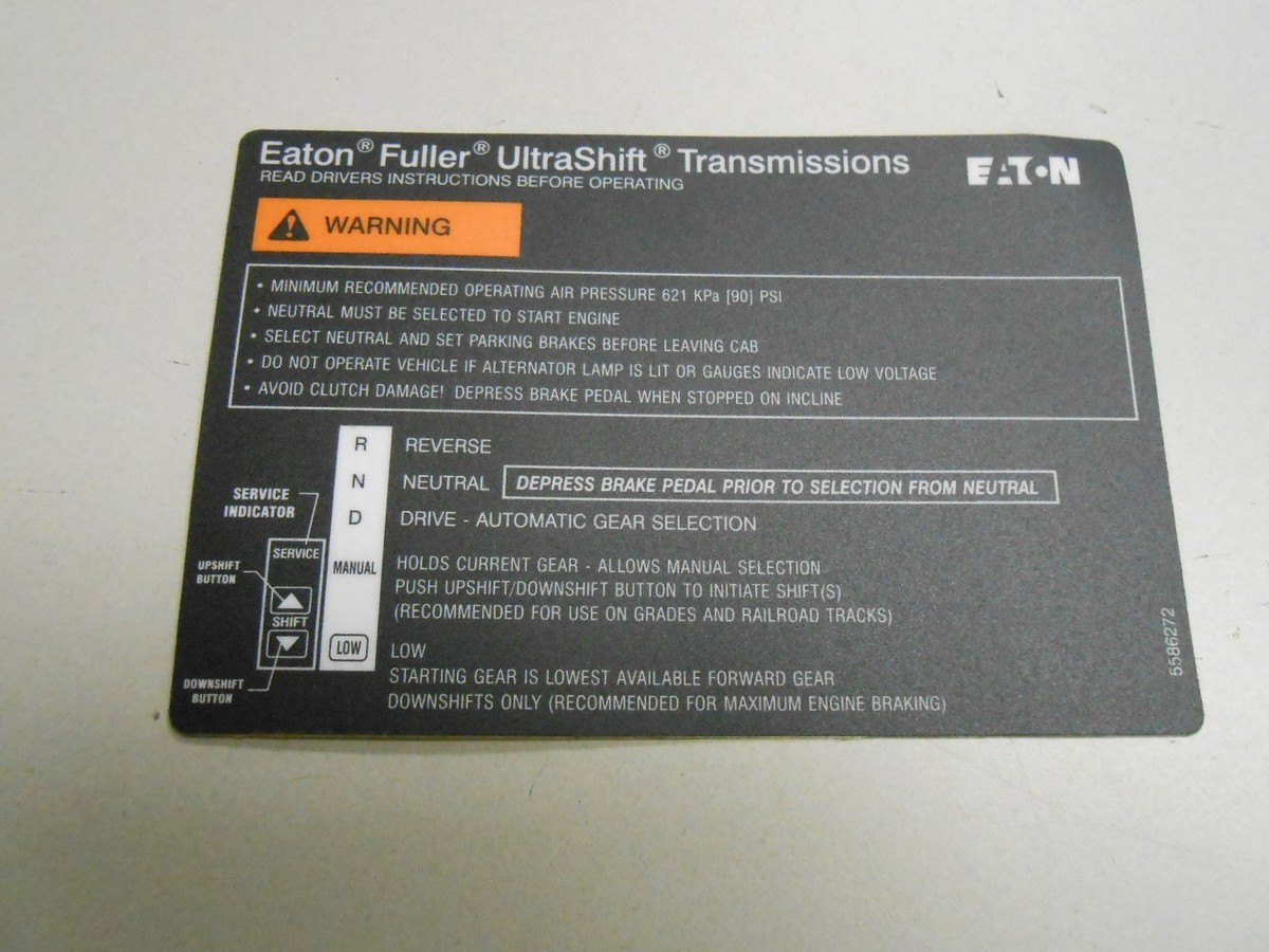 5586272 EATON FULLER TRANSMISSION SHIFT DIAGRAM LABEL | eBay