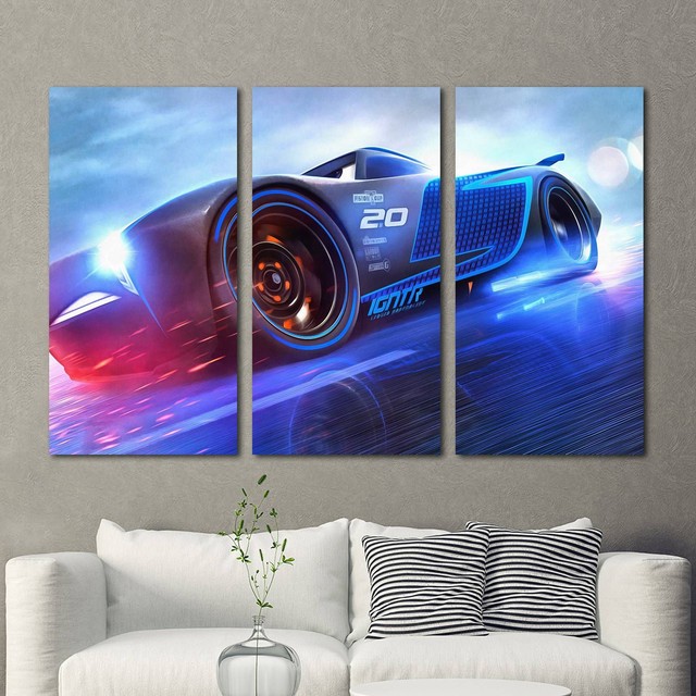 Jackson Storm Cars 3 Painting 3PCS HD Canvas Print Home Decor Wall Art