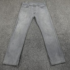 Levis Jeans Mens 38X34 Black Denim Pants 505 Straight Leg Stretch Faded Workwear