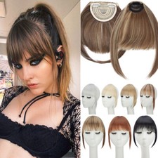 Clip In Bangs Extension Real As Human Hair Wispy Fringe With Temples French Side
