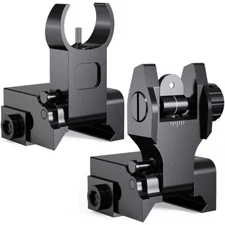 Iron Sights Flip Up Front and Rear Sites Picatinny Rail Backup Sight Set