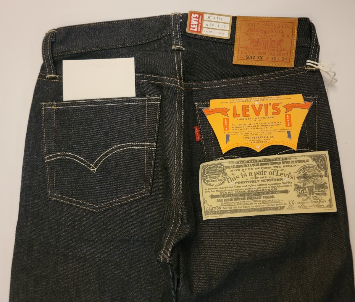 NWT Levis Men Jean 501Z XX 30x34 1937 Shrink Fit Big E LVC
