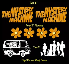 The Scooby Doo Gang, The Mystery Machine 8 Pack Vinyl Decal Car Truck Van Window