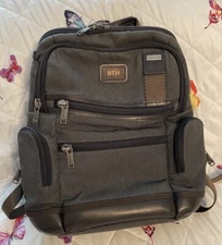 TUMI Alpha Bravo Backpack Brown Gray Canvas Leather 222681AT2