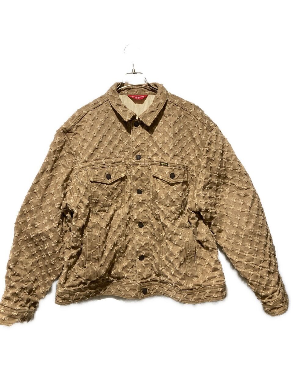 Supreme Hole Punch Denim Trucker Jacket Size XL Cotton Beige Supreme Hole Punch Denim Trucker Jacket Size XL Cotton Beige
