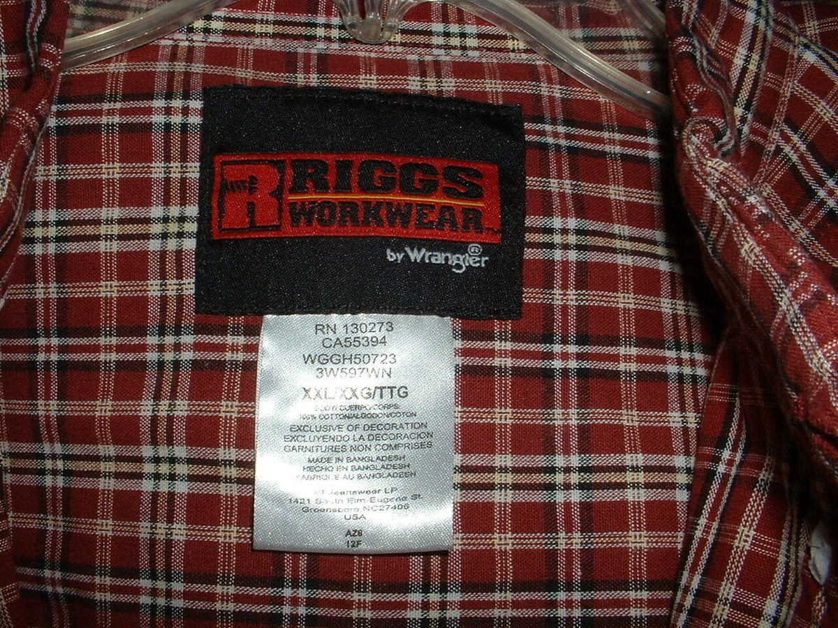 Wrangler Riggs Workwear Plaid Shirt XXL 2XL NEW