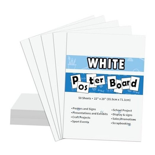 50PCS White Poster Board 22"X28",Value Poster Board for School Craft 22*28 50PC