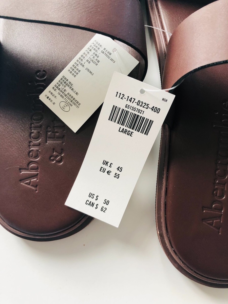 NWT ABERCROMBIE & FITCH MEN FAUX LEATHER SLIDES M(8.5/9.5) L  display picture 3