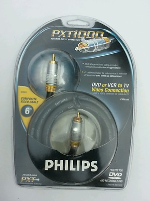 Philips 6' 24K PXT1000 Gold Plated Composite Video Cable DVD VCR TO TV PXT1105
