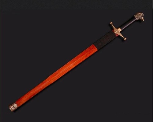 Bird Head Eagle Sword Chinese Jian One Handed Straight Folded Damascus Steel War - Picture 2 of 9