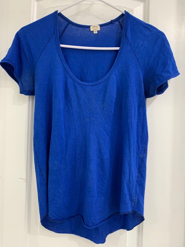 Royal Blue Women's Top Wilfred Aritzia Scoop Neck Flowy T-Shirt XXS Petite