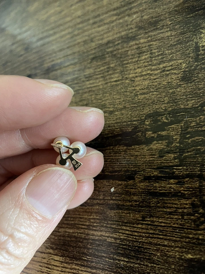 Tasaki 14k yellow gold Akoya pearl tie tuck pin brooch 5.2-5.4mm - Image 4 of 4