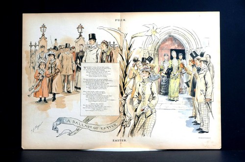 Easter Services Ballad 1891 BRINGS ALL to CHURCH SINNERS FASHIONABLE Puck Print - 第 1/12 張圖片