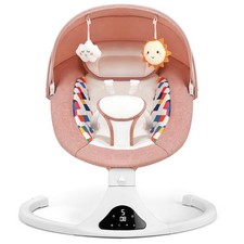 Baby Swings for Infants, Pink Infant Swing with 5 Speeds, 12 Soothing
