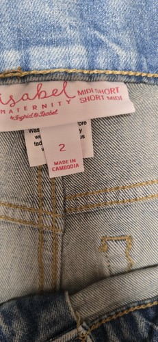 Isabel Maternity Midi Jean Short Size 2 Blue Denim Side Panels 4" Inseam - Picture 4 of 11