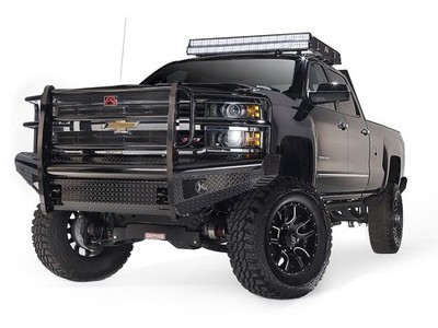Fab Fours CH14-S3060-1 Black Steel BUMPER TRUCK FRONT