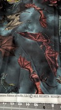 Cotton Fabric by The Yard Fighting Dragons 34" x 44"